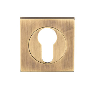 Serozzetta Square Euro Profile Escutcheons, Antique Brass