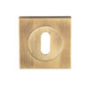 Serozzetta Square Standard Profile Escutcheons, Antique Brass