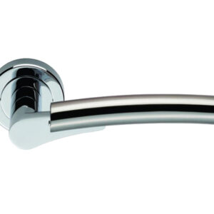 Serozzetta Valiant Door Handles On Round Rose, Dual Finish Polished Chrome & Satin Nickel - (Sold In Pairs)