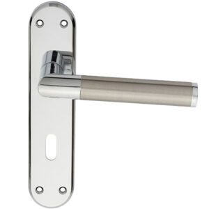 Serozzetta Scope Door Handles On Backplate, Dual Finish Polished Chrome & Satin Nickel (Sold In Pairs)