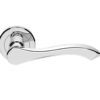 Serozzetta Style Door Handles On Round Rose, Polished Chrome - (Sold In Pairs)