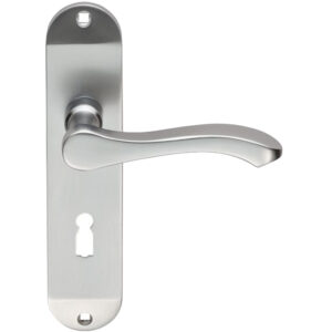 Serozzetta Door Handles On Backplate, Satin Chrome (Sold In Pairs)