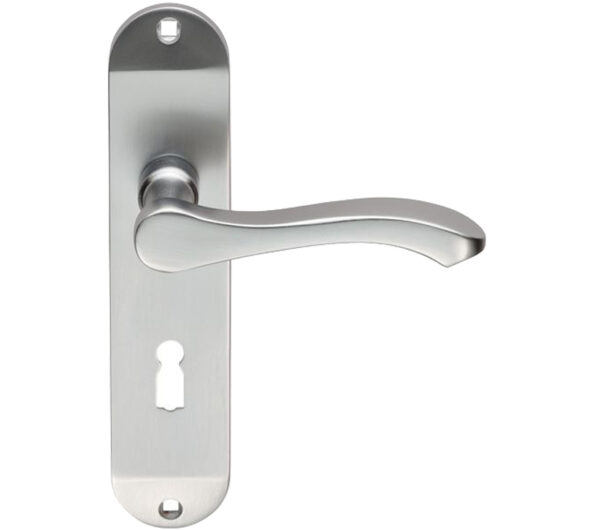 Serozzetta Door Handles On Backplate, Satin Chrome (Sold In Pairs)