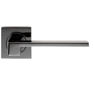 Serozzetta Equi Door Handles On Square Rose, Black Nickel - (Sold In Pairs)