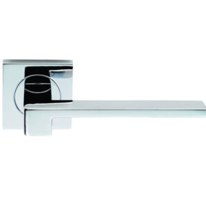 Serozzetta Equi Door Handles On Square Rose, Polished Chrome - (Sold In Pairs)