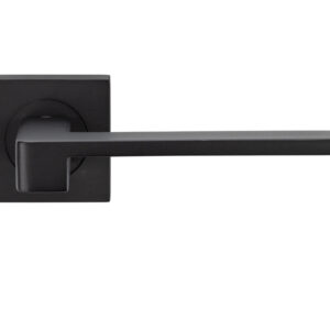 Serozzetta Equi Door Handles On Square Rose, Matt Black - (Sold In Pairs)