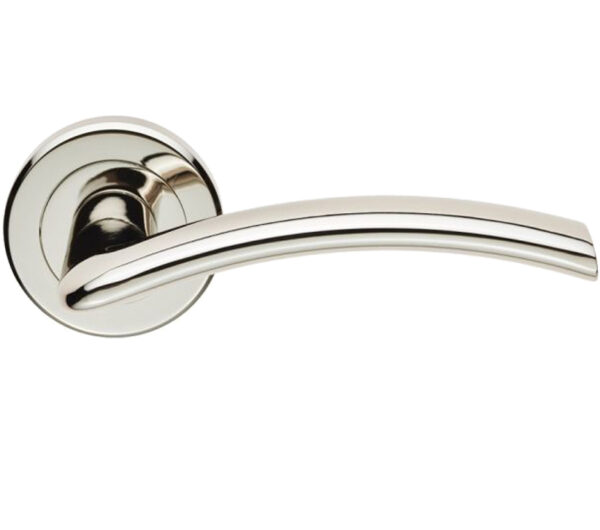 Serozzetta Residential Trenta Door Handles On Round Rose, Polished Nickel (Sold In Pairs)