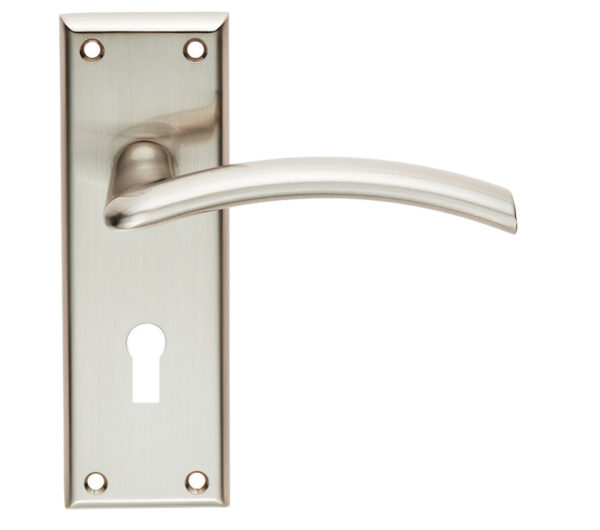 Serozzetta Residential Trenta Door Handles On Backplate, Satin Nickel (Sold In Pairs)