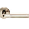 Serozzetta Residential Quaranta Door Handles On Round Rose, Dual Finish Polished Nickel & Satin Nickel (Sold In Pairs)