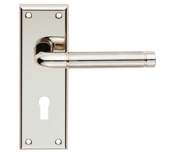 Serozzetta Residential Quaranta Door Handles On Backplate, Dual Finish Polished Nickel & Satin Nickel (Sold In Pairs)