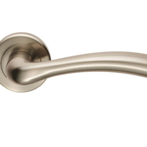 Serozzetta Residential Cinquanta Door Handles On Round Rose, Satin Nickel (Sold In Pairs)