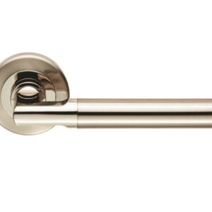 Serozzetta Residential Sessanta Door Handles On Round Rose, Dual Finish Polished Nickel & Satin Nickel (Sold In Pairs)