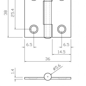 1838 Cranked Butt Hinge – 38mm