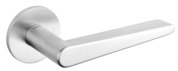 Atlantic Tupai Rapido 5S Line Torrao 5mm Slimline Designer Door Handles On Round Rose, Satin Chrome - T1967R5SSC (sold in pairs)