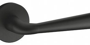 Atlantic Tupai Rapido Curvaline Adra Designer Door Handles On Round Rose, Matt Black - T293RMB (sold in pairs)