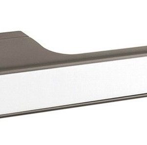 Atlantic Tupai Versaline Tobar Designer Door Handles On Rectangular Rose, Bright Polished Chrome T3089LMBPC POLISHED CHROME WITH BLACK DECORATIVE PLATE