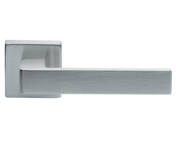 Manital Techna Door Handles On Square Rose, Satin Chrome (Sold In Pairs)