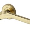 Heritage Brass Tiffany Art Deco Style Door Handles On Round Rose, Polished Brass (Sold In Pairs)