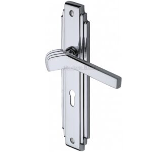 Heritage Brass Tiffany Art Deco Style Door Handles, Polished Chrome (Sold In Pairs)