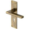 Heritage Brass Trident Low Profile Door Handles On Backplates, Antique Brass - (Sold In Pairs)