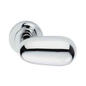 Manital Uovo Door Handles On Round Rose, Polished Chrome (Sold In Pairs)