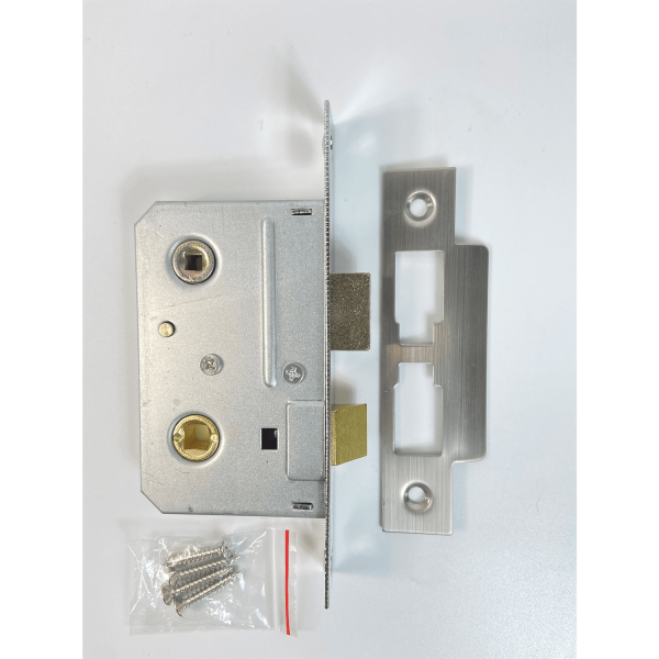 Bathroom Mortice Lock- 75mm- Satin Stainless Steel Finish