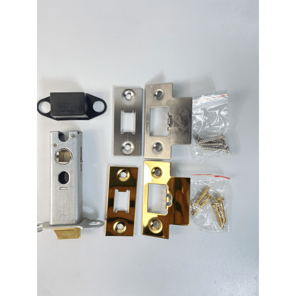 Tubular Latch – 75mm – Satin Stainless Steel & Polished Brass Finish