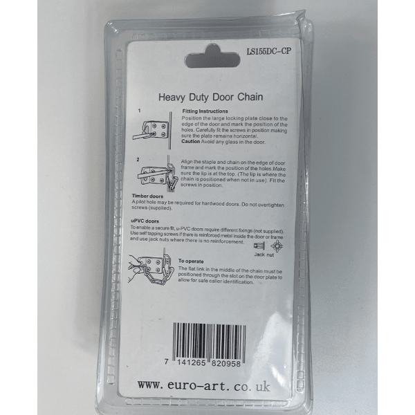 Heavy Duty Door Chain - 32x320x40mm - Satin Chrome Finish