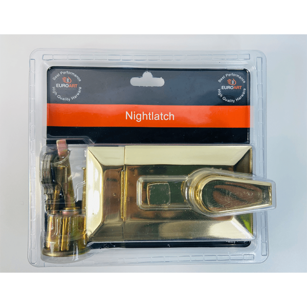 Rim Cylinder Night Latch - 60X90X22mm - Polished Brass Finish