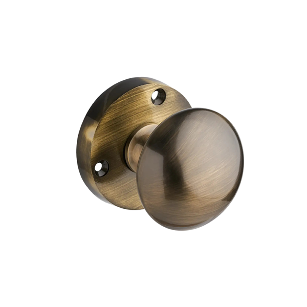 Bun Mortice Door Knob - 63mm - Antique Brass