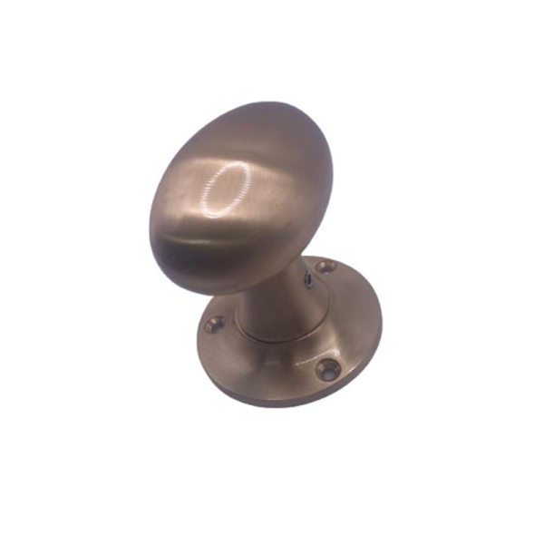 Oval Mortice Door Knob - 56mm - Satin Brass