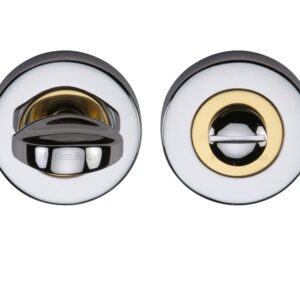 Heritage Brass Round 53Mm Diameter Turn & Release, Dual Finish - Polished Chrome With Polished Brass