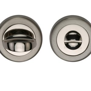 Heritage Brass Round 53Mm Diameter Turn & Release, Mercury Finish Satin Nickel With Polished Nickel Edge