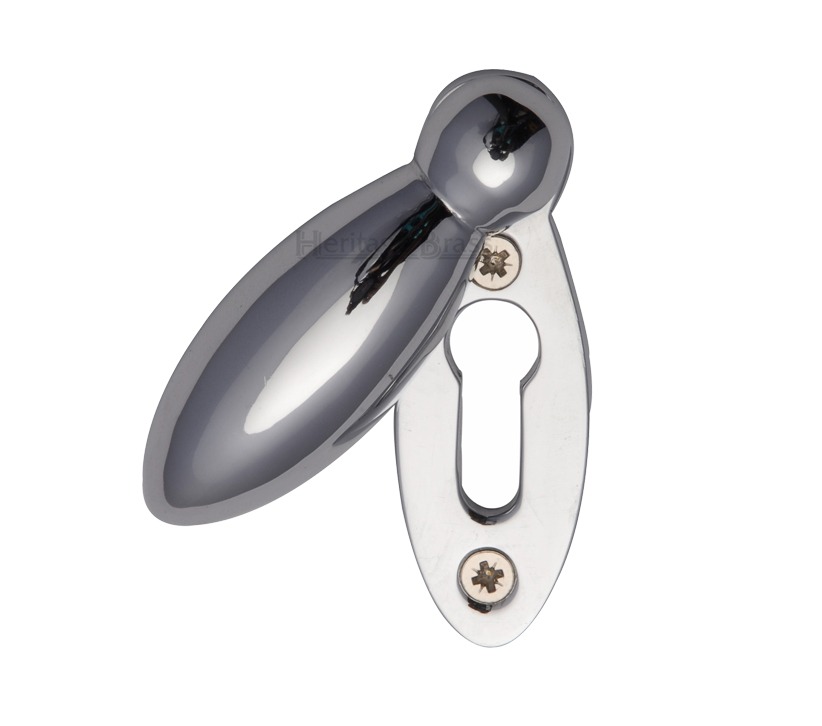 Heritage Brass Covered Oval Standard Key Escutcheon, Polished Chrome