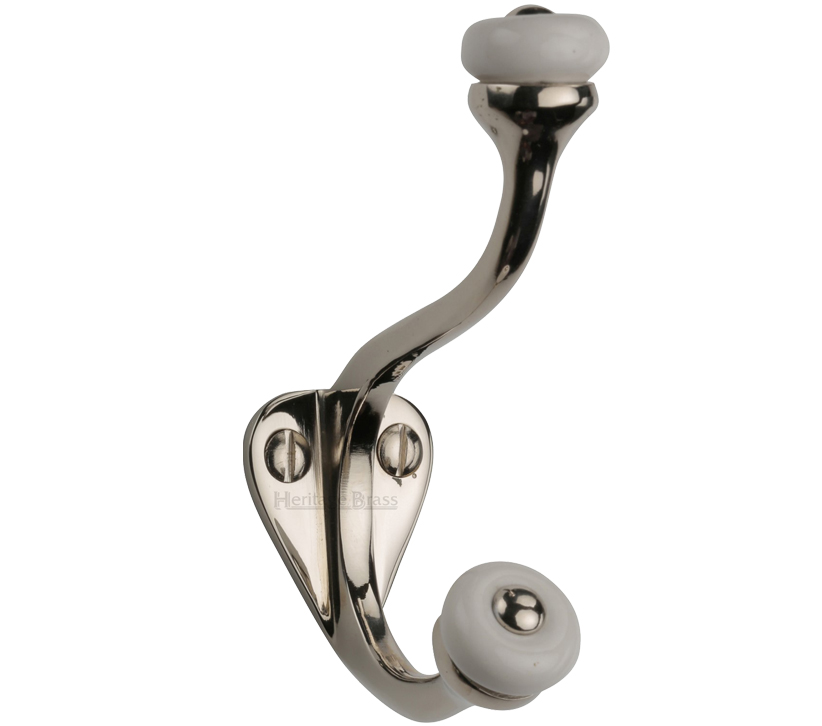 Heritage Brass Large Hat & Coat Hook (93Mm Height), Polished Nickel