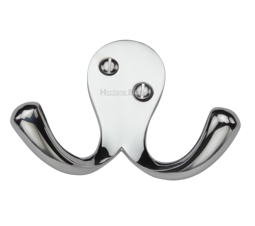 Heritage Brass Double Robe Hook (64Mm Width), Polished Chrome