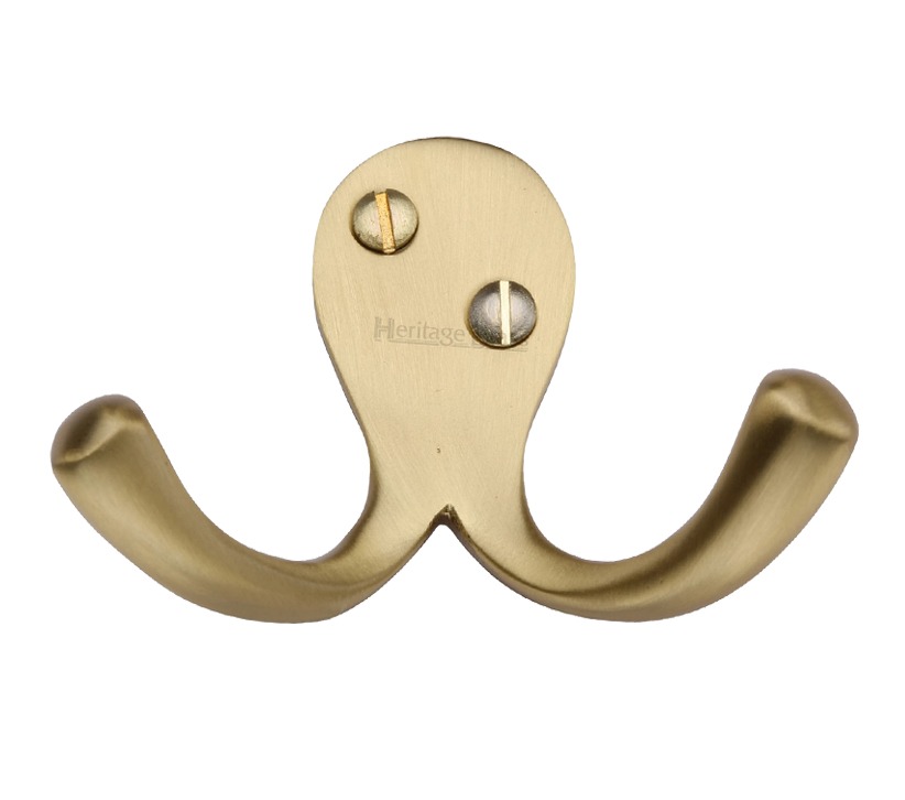 Heritage Brass Double Robe Hook (64Mm Width), Satin Brass