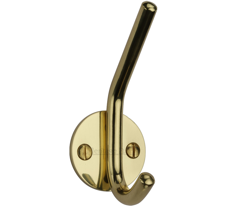 Heritage Brass Modern Hat & Coat Hook (90Mm Height), Polished Brass