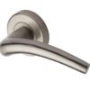 Heritage Brass Wing Satin Nickel Door Handles On Round Rose (Sold In Pairs)