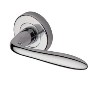 Heritage Brass Sutton Polished Chrome Door Handles On Round Rose (Sold In Pairs)