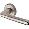 Heritage Brass Turin Mercury Finish Satin Nickel With Polished Nickel Edge Door Handles On Round Rose (Sold In Pairs)