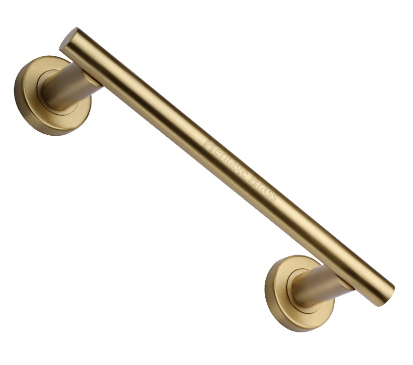 Heritage Brass Pull Handle On Rose, Satin Brass -