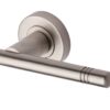 Heritage Brass Alicia Satin Nickel Door Handles On Round Rose (Sold In Pairs)