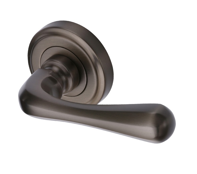 Heritage Brass Charlbury Matt Bronze Door Handles On Round Rose