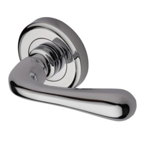 Heritage Brass Charlbury Polished Chrome Door Handles On Round Rose (Sold In Pairs)