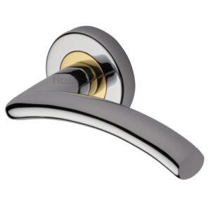 Heritage Brass Centaur Dual Finish Polished Chrome & Polished Brass Door Handles On Round Rose (Sold In Pairs)