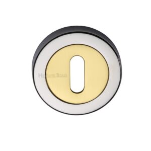 Heritage Brass Standard Key Escutcheon, Dual Finish Polished Chrome With Polished Brass