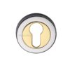 Heritage Brass Euro Profile Key Escutcheon, Dual Finish Polished Chrome With Polished Brass