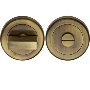 Heritage Brass Round 53Mm Diameter Turn & Release, Antique Brass