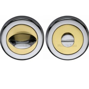 Heritage Brass Contemporary Round 53Mm Diameter Turn & Release, Dual Finish Polished Chrome & Polished Brass